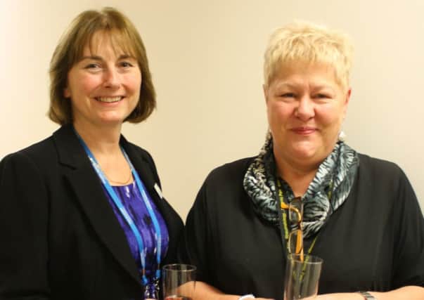 Queen Alexandra Hospital's director of nursing Cathy Stone, left, and senior trauma and orthopaedic secretary Jude Parker, who has been at the hospital for 40 years