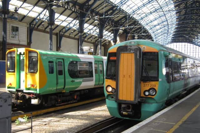 Southern trains at Brighton railway station