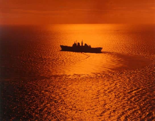 INTO THE SUNSET HMS Illustrious leaves the Med for the Adriatic for her last deployment there in the winter of 1995