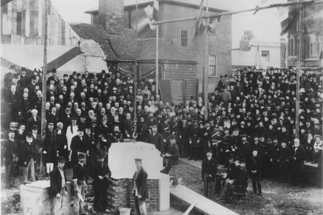 October 14, 1886, and the setting of the foundation stone for the new town hall, later the Guildhall. Picture: Barry Cox Collection.