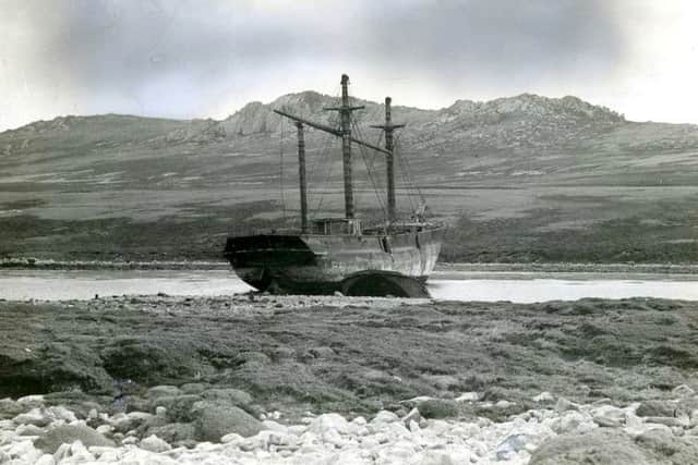 SS Great Britain in Sparrow Cove, Falkland Islands, before salvage
 

Picture: BBC Radio 4/Flickr