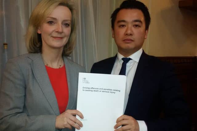 Alan Mak with the Lord Chancellor and Justice Secretary, Liz Truss MP, discussing plans for tougher sentences on killer drivers