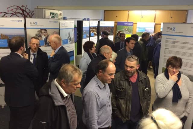 Residents looking at plans for the IFA2 link at Stubbington Baptist Church at an exhibition held by National Grid