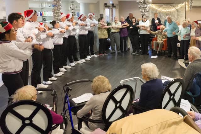 Physical training instructors from HMS Sultan and HMS Collingwood at Gracewell care home in Fareham