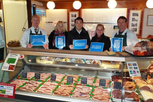 Alan Mak supporting Havant butcher CJ Meats on Small Business Saturday