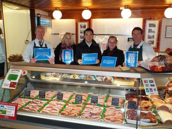 Alan Mak supporting Havant butcher CJ Meats on Small Business Saturday