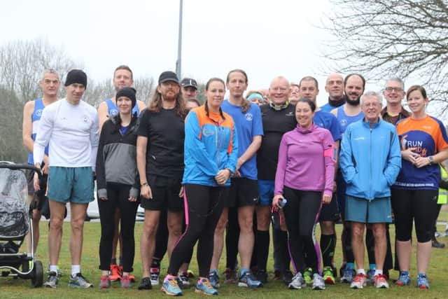 James Sharman and friends at Portsmouth Lakeside parkrun on Saturday. Picture: David Brawn