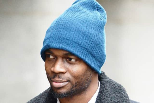 Former Pompey player Sam Sodje arrives at the Old Bailey