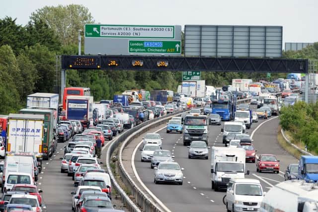 Traffic on the M27 at Cosham