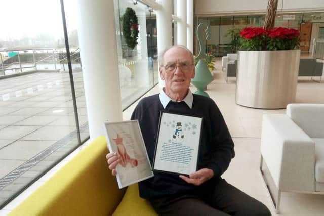 Bob Currie with his poems which are being sold to raise money Queen Alexandra Hospitals appeal