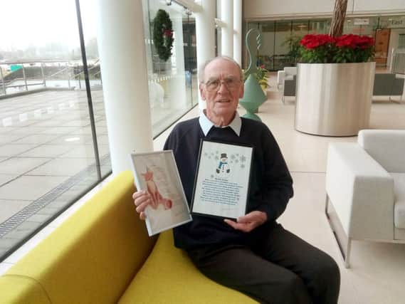 Bob Currie with his poems which are being sold to raise money Queen Alexandra Hospitals appeal