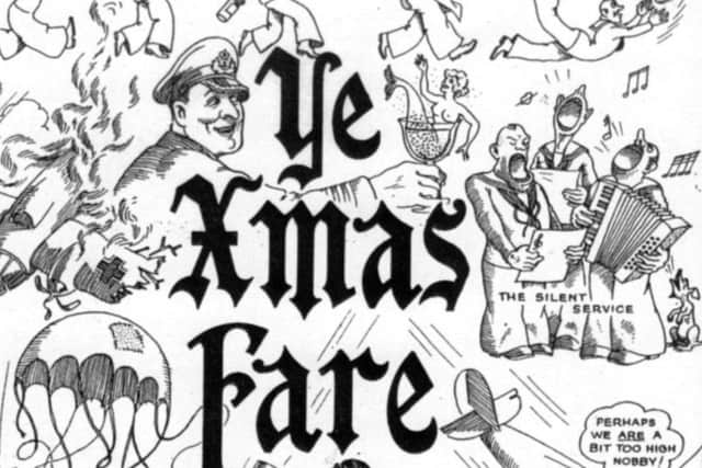 The cover of the Stockheath Camp Christmas menu drawn by a talented sailor in 1945.