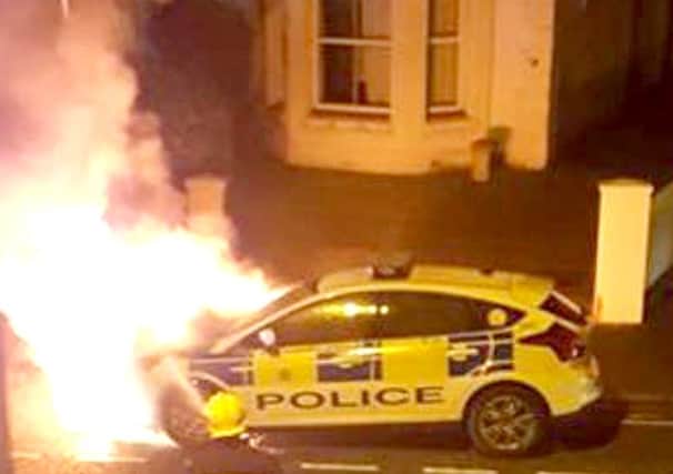 Police car on fire in Gosport