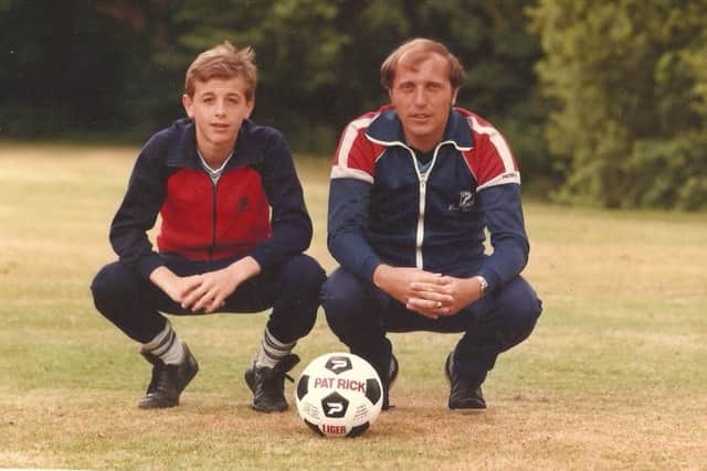 Jamie Webb, who lived in Portsmouth, and coach Bob Higgins at Southampton in 1984