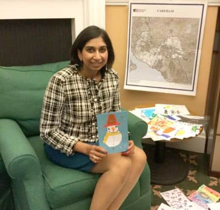 Fareham MP Suella Fernandes with the winning design