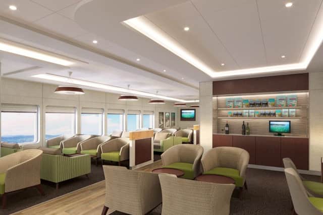 The reception lounge of the new Wightlink Ferries ship