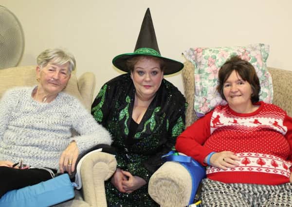 Anne Hegerty from ITV's The Chase, who is starring in the Kings Theatre panto, visits people at The Rowans Hospice