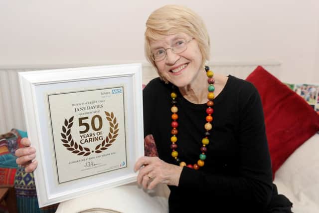 Jane Davies from Purbrook with her '50 years of caring' award from the Solent NHS Trust