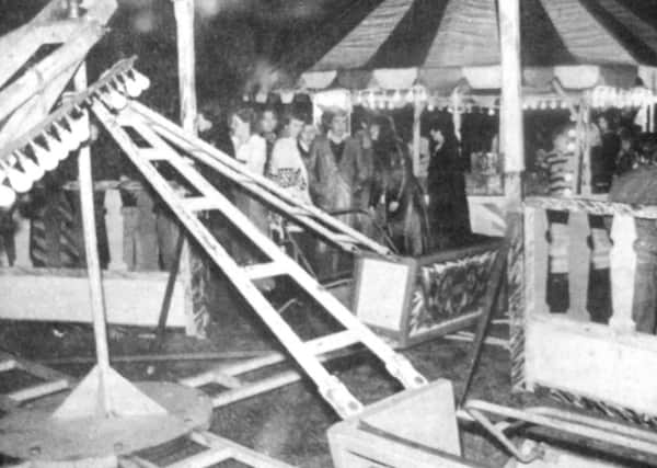 Flashback to the night of tragedy, showing the chairplane involved in the fatal accident