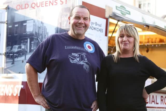 Billy Willett and Alison Pearce at the burger van. They will give out free food on Christmas Day Picture: Habibur Rahman (161678-598)