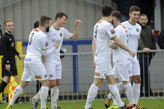 Alfie Rutherford scored a hat-trick in Hawks win against Grays Athletic at West Leigh Park. Picture: Ian Hargreaves.