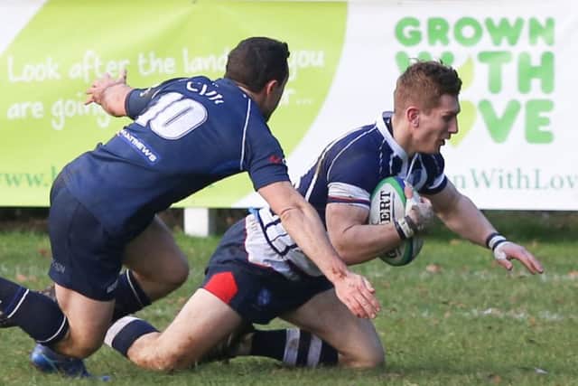 Joel Knight lands a try. Picture: Habibur Rahman (161680-687)
