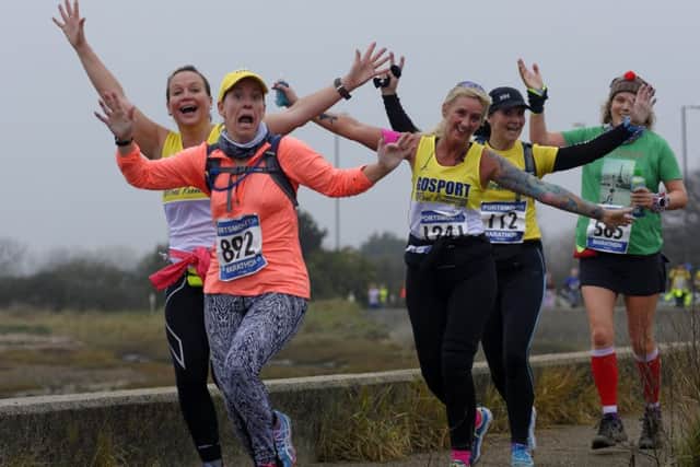 Ladies from Gosport Road Runners enjoy the Portsmouth marathon. Picture: Neil Marshall