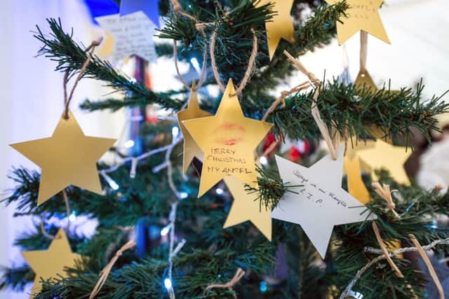 The Christmas memorial tree at The Oaks crematorium, Havant