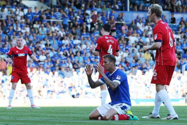 Pompey suffered frustration against Carlisle at home on the first day of the season. Picture: Joe Pepler
