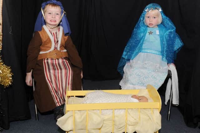 Flynn Harrison, four, and Rose Roberts, three, as Joseph and Mary.
Picture: Sarah Standing (161697-8944)