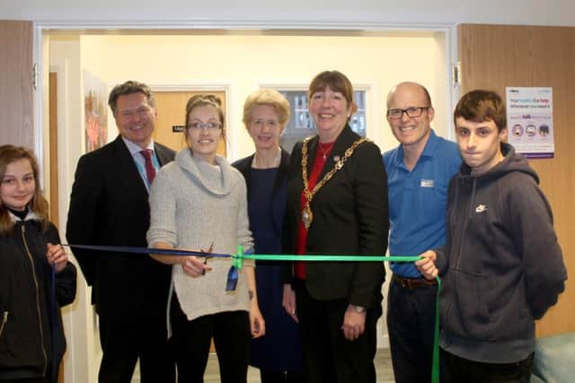From left, Portsmouth City Council and Gosport Borough Council chief executive David Williams, Katie Davies, a former service user, Lady Louisa Portal, Motiv8 president, Cllr Lynn Hook, mayor of Gosport, and Charlie Adie, Motiv8 chief executive