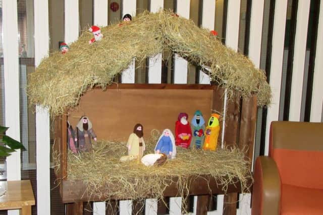 Knitted nativity at Gorseway Lodge Care Home on Hayling Island