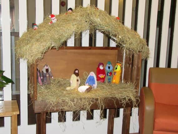 Knitted nativity at Gorseway Lodge Care Home on Hayling Island