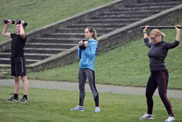Taking part in an exercise class at Castle Field, Southsea