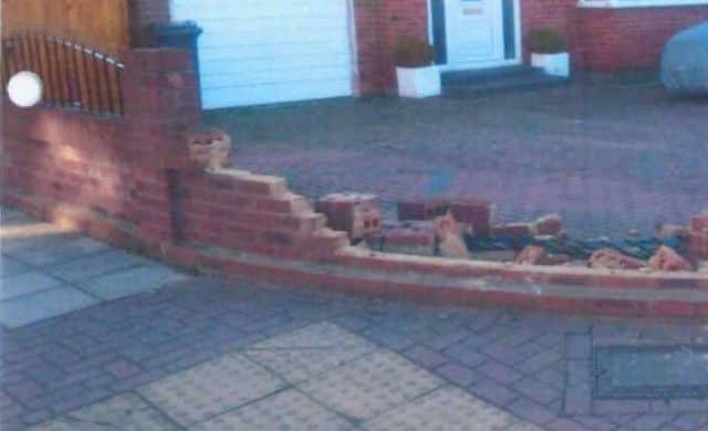 Deborah Goodenough, 54, admitted drink-driving after crashing into this wall in Donaldson Road, Cosham, Portsmouth Picture: CPS