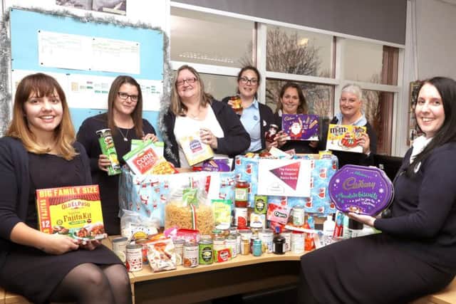 From left, Lisa Down, Sam Martin, Tracy Robinson, Kayleigh Breen, Kath Bennett, Fiona Bloomfield and Laura Belbin at HMS Sultan