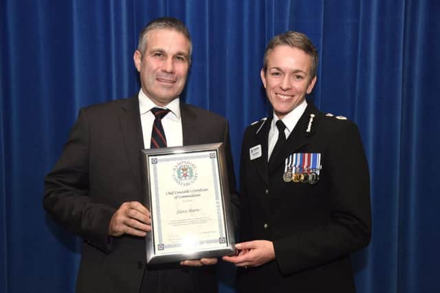 Steve Burns with Hampshire Constabulary's chief constable Olivia Pinkney Picture: Jan Brayley / Hampshire Constabulary