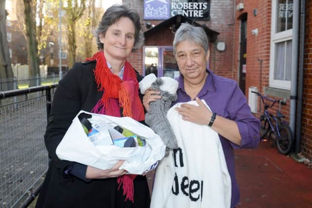 Portsmouth South MP Flick Drummond with Carole Damper, chief executive officer at The Roberts Centre (161721-9875)