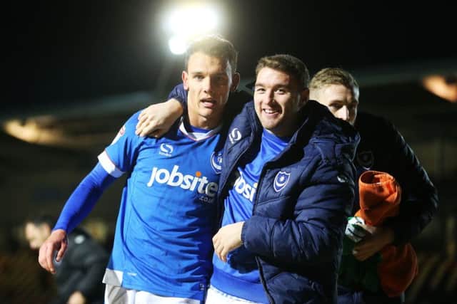 Kal Naismith gets a hug from Adam Buxton. Picture: Joe Pepler