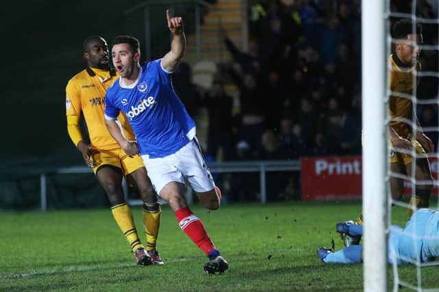 Enda Stevens celebrates his goal against Newport on Boxing Day Picture: Joe Pepler