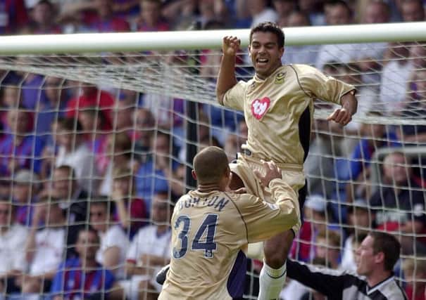 Jason Crowe celebrates scoring at Crystal Palace in 2002. Picture: Steve Reid