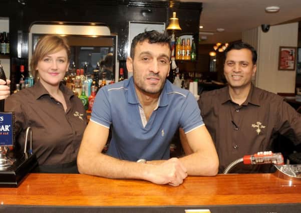 (L-r) Chelsea Fitton, bar supervisor, Ali Ozeemir, landlord, and Antonio Fernendez, bar manager.   Picture: Sarah Standing (161724-9984)