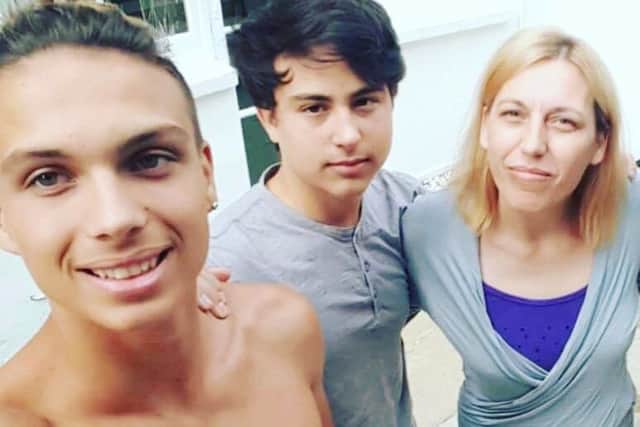 Cristina Goran with her two sons Adrian, 16, and Alex, 15