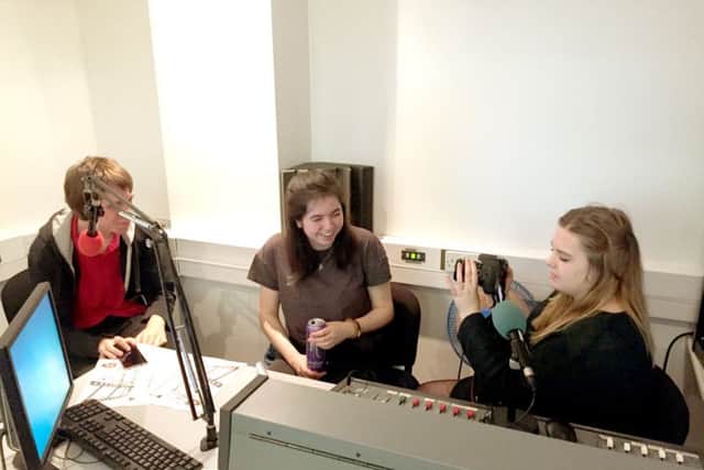 Highbury students on air at the Jamm Radio charity day for Alzheimers Research UK