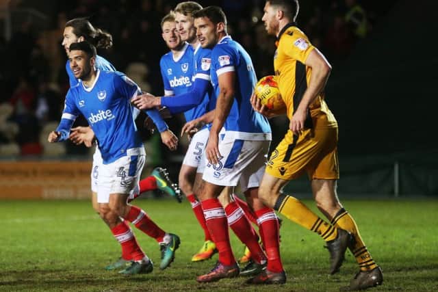 Danny Rose, left, scores against former club Newport on Boxing Day Picture: Joe Pepler
