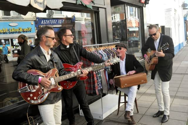 Emptifish playing an impromptu set outside vintage shop Dead Man's Glory at Southsea Fest 2016.Picture: Paul Windsor.