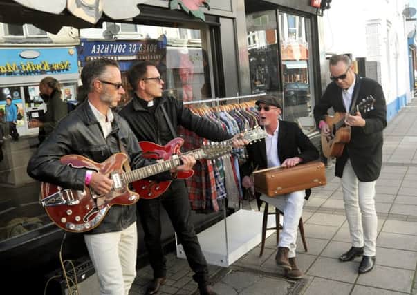 Emptifish playing an impromptu set outside vintage shop Dead Man's Glory at Southsea Fest 2016.

Picture: Paul Windsor.
