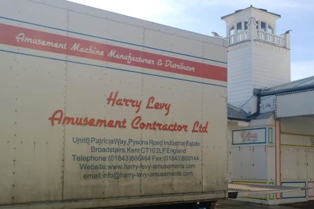 A Harry Levy truck dropping off arcade rides and machines at South Parade Pier Picture: Leon Reis