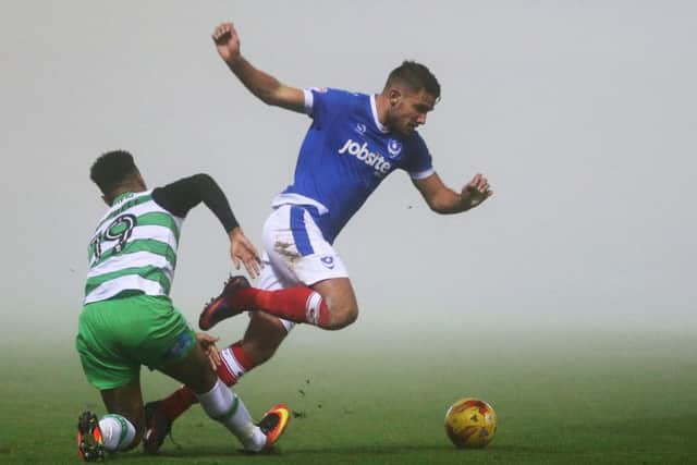 The fog made it tough for Pompey at Yeovil. Picture: Joe Pepler