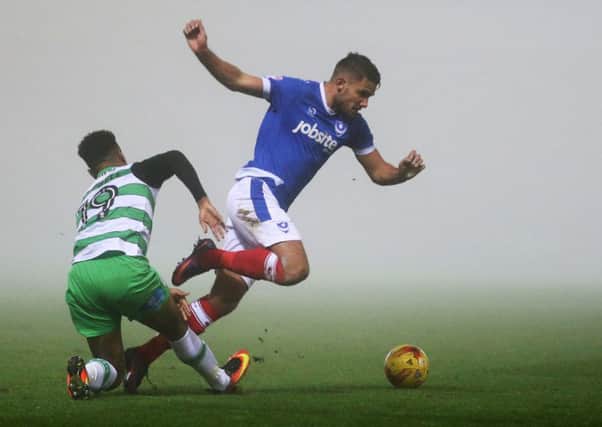 The fog made it tough for Pompey at Yeovil. Picture: Joe Pepler